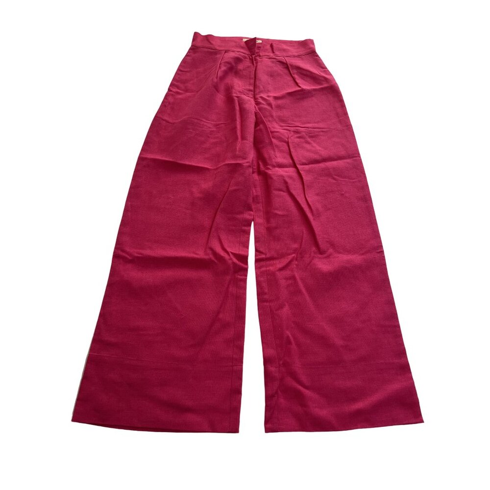 JAAF Linen-Blend Cropped Pants in Hot Pink